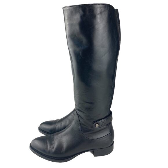 Aquatalia Opie Knee High Leather Weatherproof Riding Boot Black Womens Size 6.5 - Picture 1 of 8